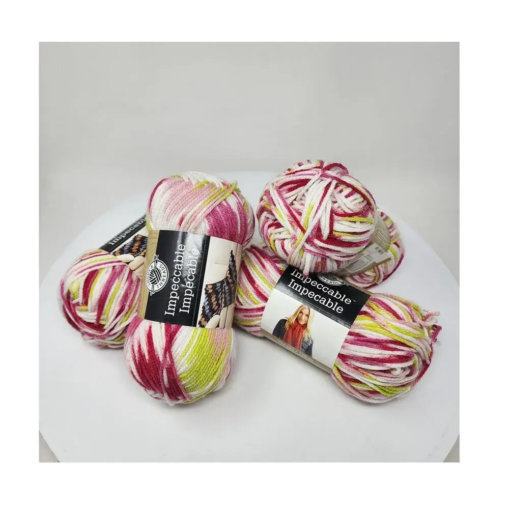 4 Skein Impeccable Yarn by Loops & Threads Pink Yellow 3.5 oz 192 Y 100% Acrylic